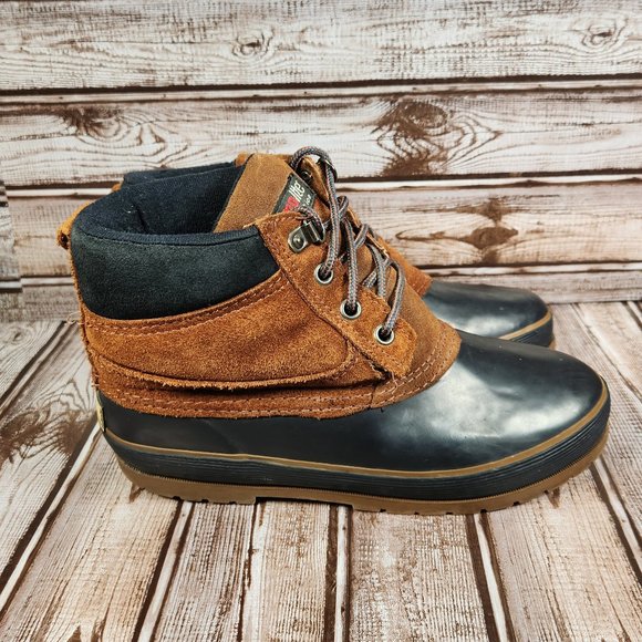 Vtg RIVERSTONE Thermolite Womens 7 Brown Suede Blue Waterproof Winter Snow Boots - Picture 2 of 8